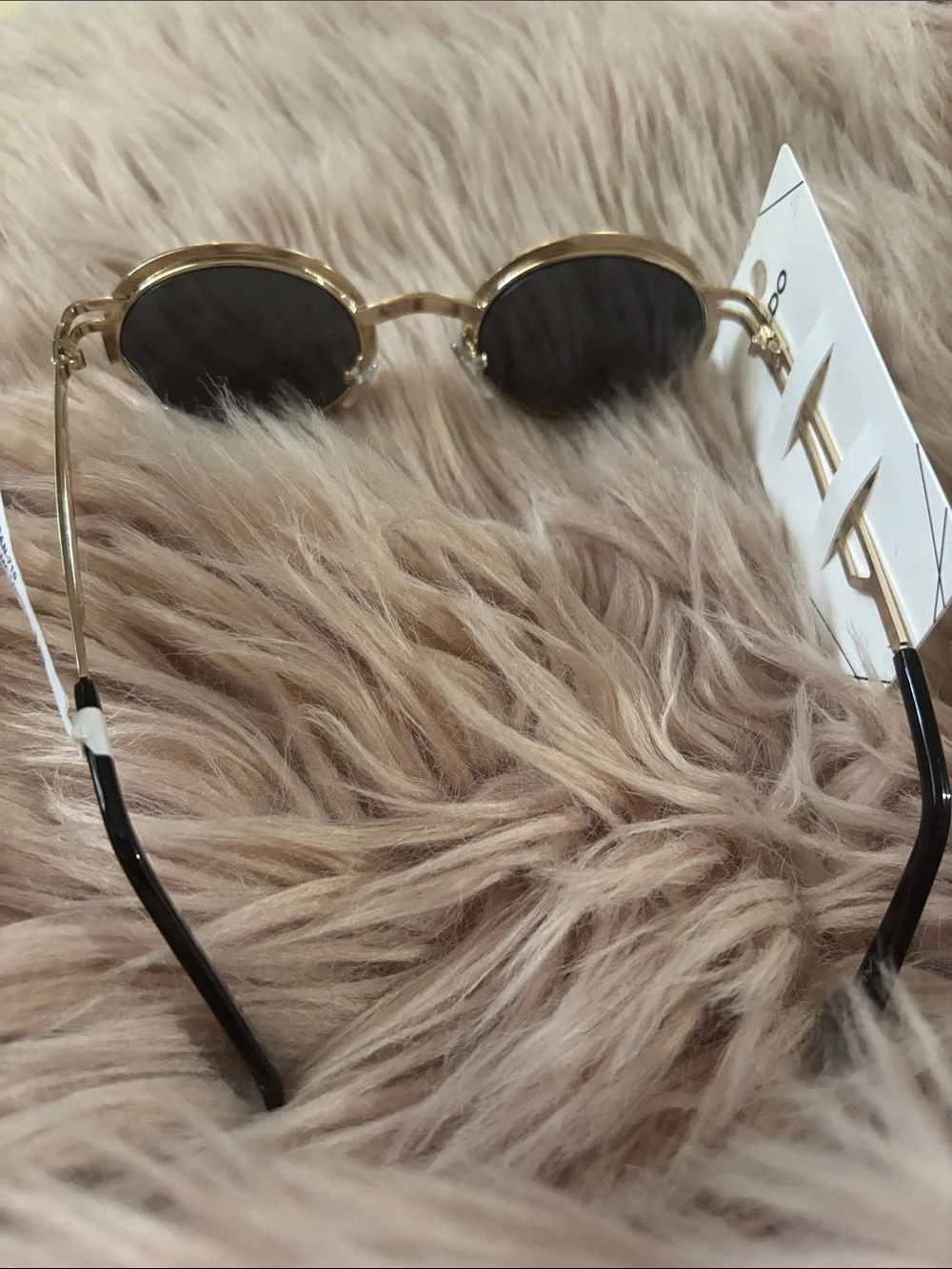 Aldo Gold Oval Sunglasses with Black Lenses